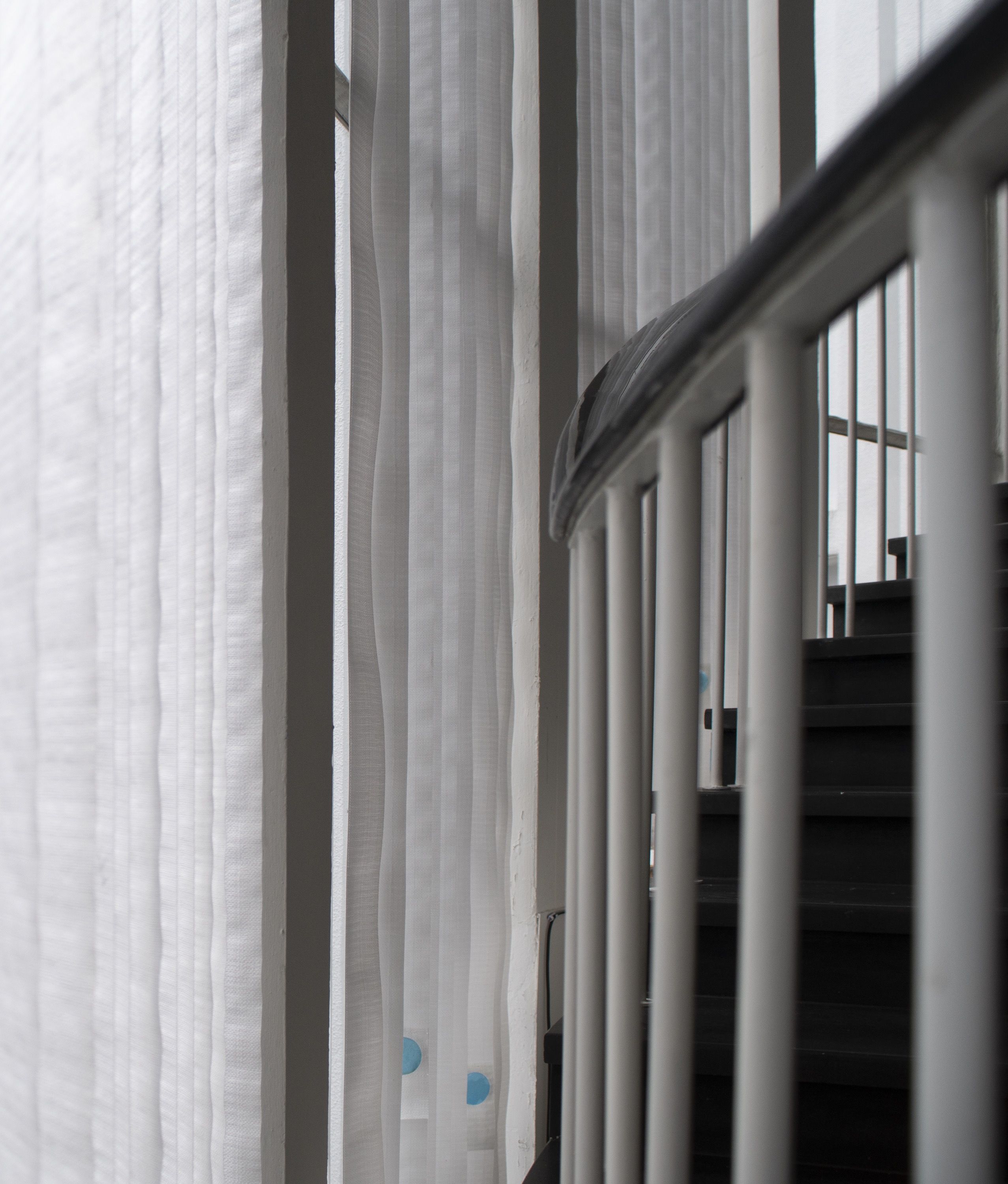 Marissa Lee Benedict and David Rueter, Installation detail - blinds and copper sulfate patches