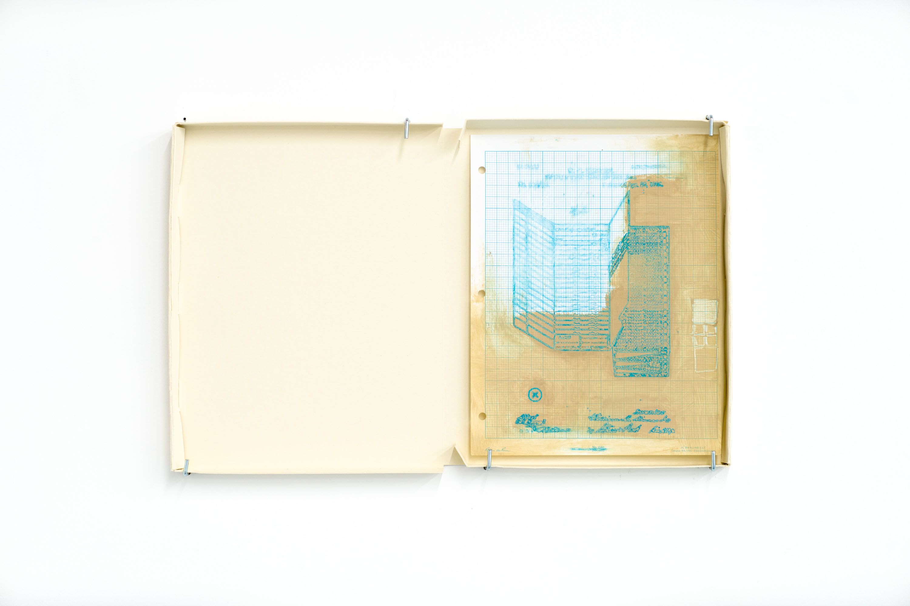 Marissa Lee Benedict and David Rueter, Logging Patent, 2021, Wax pencil and oil on Rite in the Rain 2mm grid paper, 8.5 x11 inches