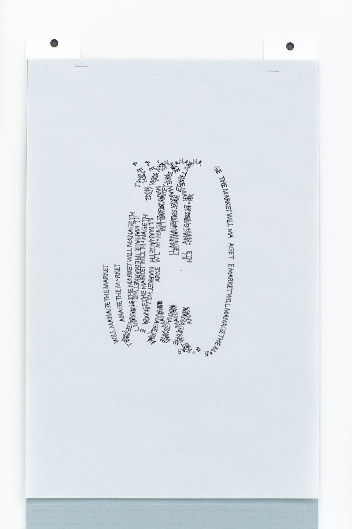Marissa Lee Benedict and David Rueter, Market Will Manage, 2020, Pen on vellum, 12 x 18 inches